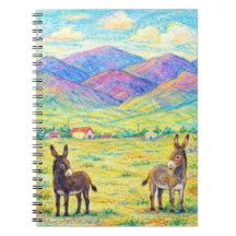 Ânes Colorés dans l'Art de Prairie de Montagne