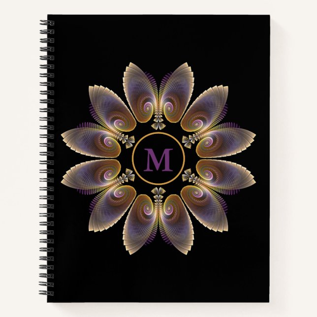 Carnet Ange Abstraite ailes Mandala Monogramme fractal (Devant)