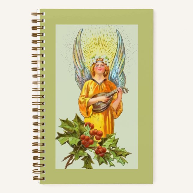 Carnet Ange avec houx et mandoline  (Recto)