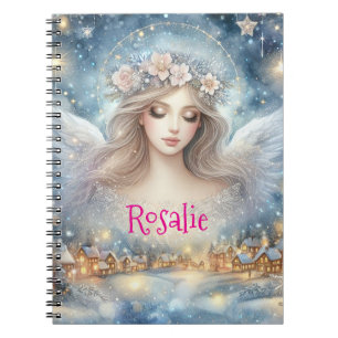Carnet Ange de neige givré éthéré bleu festif