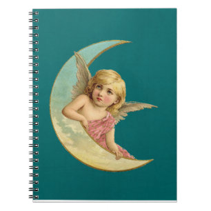 Carnet Angel on a crescent moon vintage image