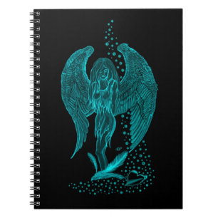 Carnet Angel perdu en amour, noir et vert Design
