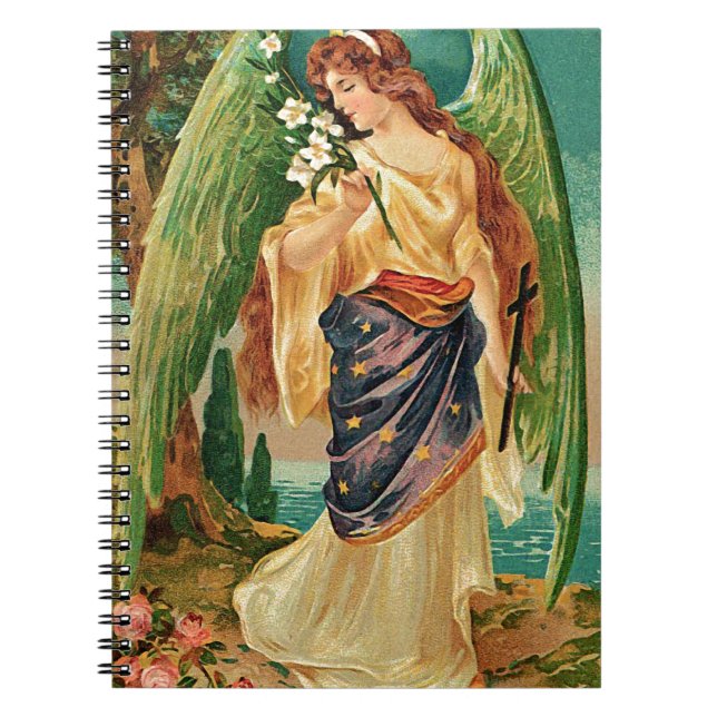 Carnet Angel tenant une branche florale (Devant)