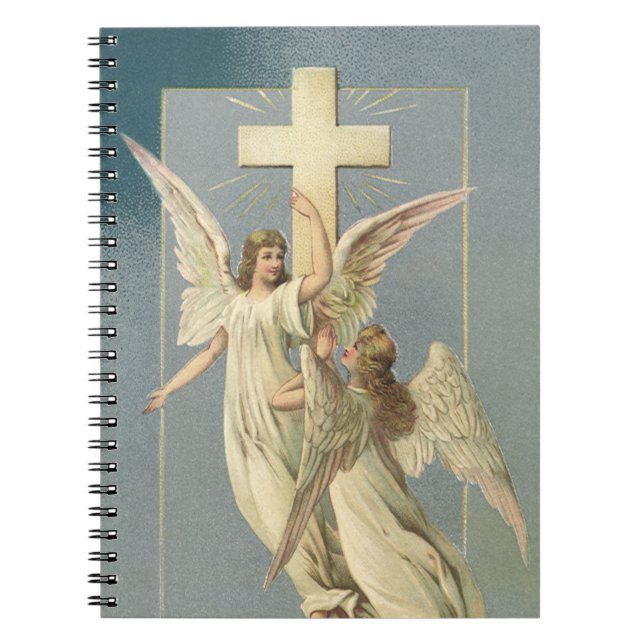 Carnet Anges victoriens avec une croix, Pâques vintage (Devant)