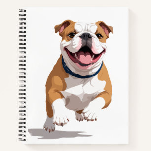 Carnet Anglais Bulldog Joyeux Joyeux Jouant Jouant Jumpin