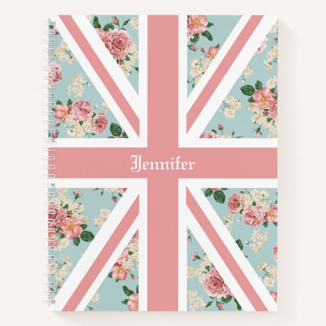 Carnet Anglais Rose Union Jack Floral Custom (Devant)