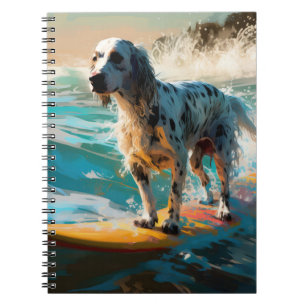 Carnet Anglais Setter Beach Surfing Painting