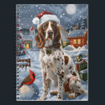 Carnet Anglais Setter Winter Wonderland Christmas Joy<br><div class="desc">Ce design festif reflète l'esprit joyeux de la période des fêtes, avec un adorable petit portant un chapeau de Père Noël. Le chien est niché dans un pays des merveilles hivernales, avec un bonhomme de neige, un sapin de Noël décoré et des cadeaux joliment emballés. Les flocons de neige tombent...</div>