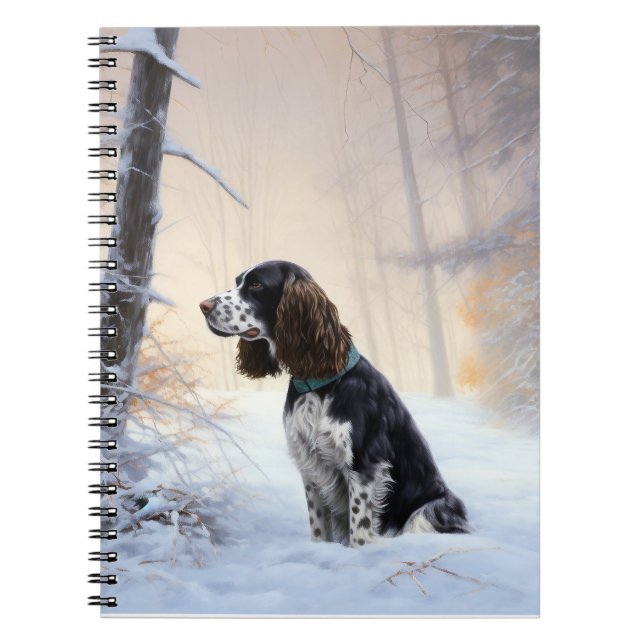 Carnet Anglais Springer Spaniel Laissez-le neiger Noël (Devant)
