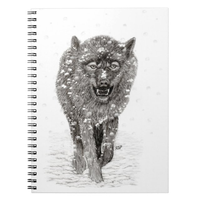 Carnet Angry Black Wolf in the Snow , wild Winter (Devant)