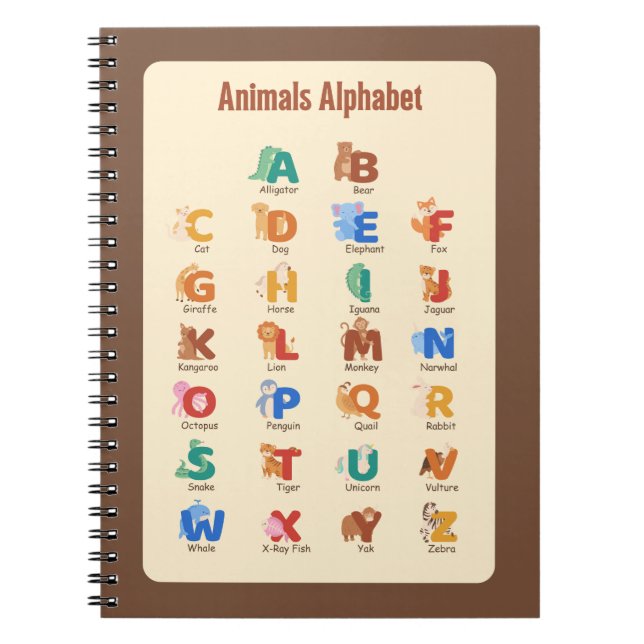 Carnet Animaux Alphabet École Apprentissage (Devant)