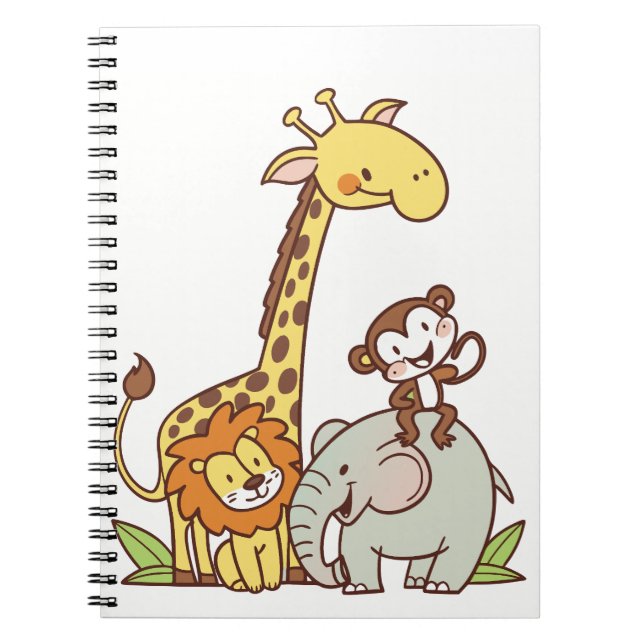 Carnet Animaux caricaturaux mignons - Giraffe, Lion & Sin (Devant)