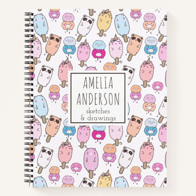 Carnet Animaux de ferme Kawaii mignons et adorables avec  (Devant)