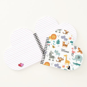 Carnet Animaux de la jungle mignons de safari avec prénom