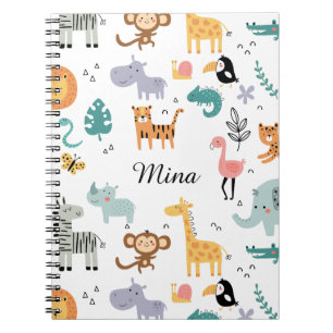 Carnet Animaux de la jungle mignons pour safari avec nom
