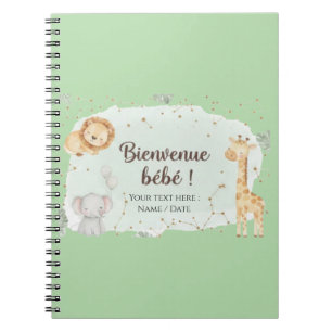 Carnet Animaux de la Savane Aquarelle - Bienvenue Bébé