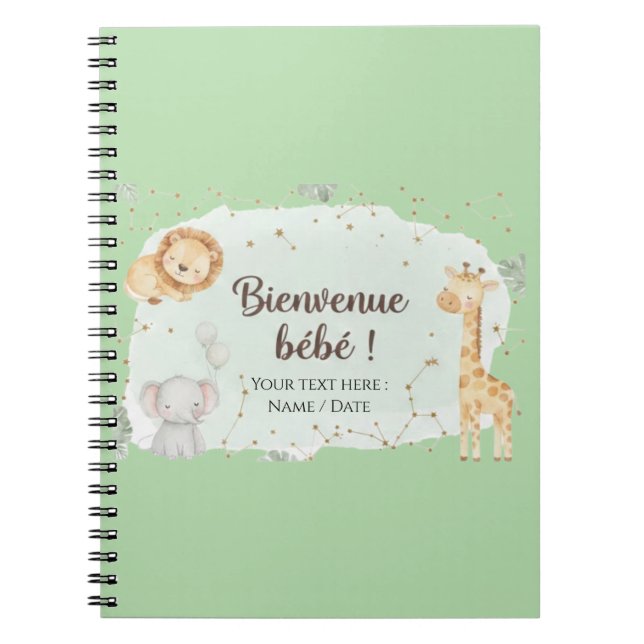 Carnet Animaux de la Savane Aquarelle - Bienvenue Bébé (Devant)