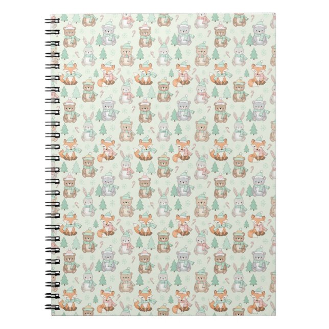 Carnet Animaux de Noël mignons motif sans couture (Devant)