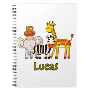 Carnet Animaux de safari de dessin animé mignons nom pers