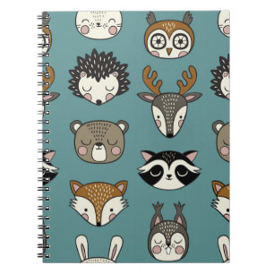 Carnet Animaux des Bois Motif Vintage Mignon