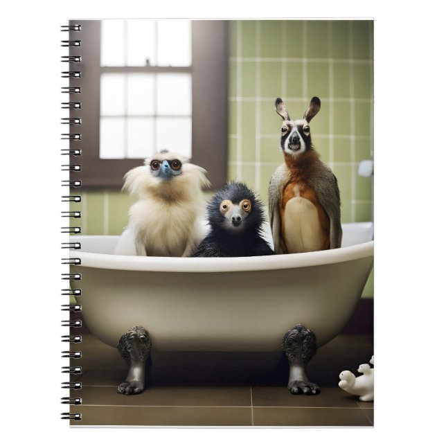 Carnet Animaux drôles dans la salle de bain (Devant)