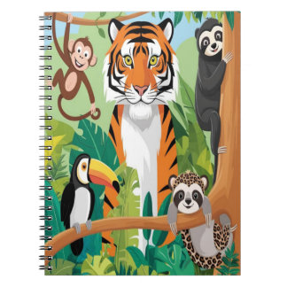 Carnet Animaux mignons pour enfants Jungle Tigre Singe Oi