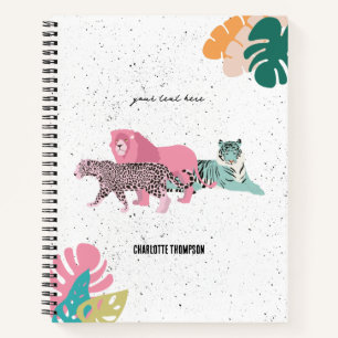 Carnet Animaux sauvages colorés et Feuilles tropicaux