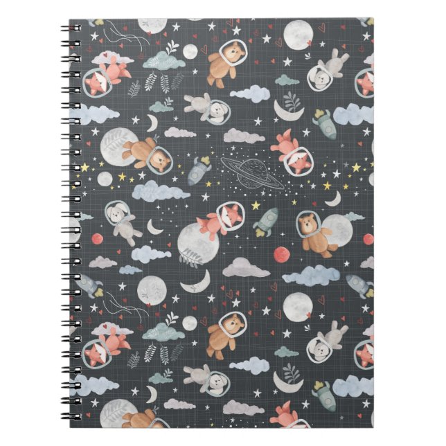 Carnet Animaux spatiaux - texture bleu acier foncé (Devant)