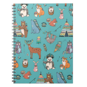 Carnet Animaux tribaux : motif forestier.