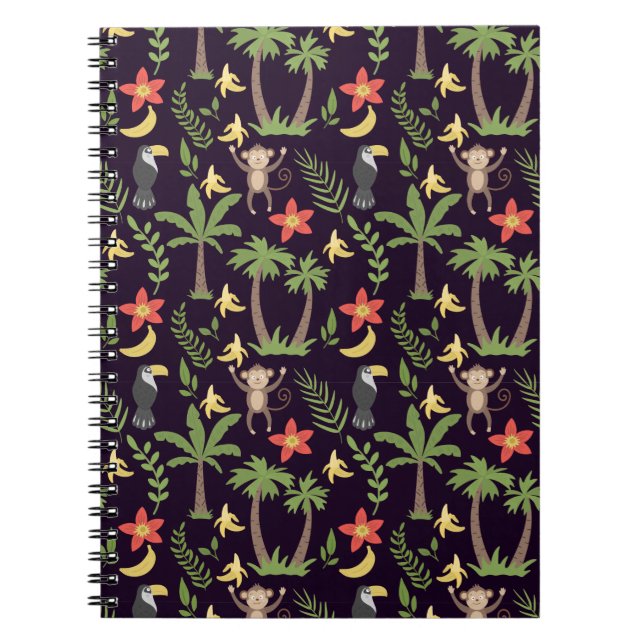 Carnet Animaux tropicaux singes motifs sans soudure & mac (Devant)