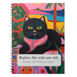 Carnet Animaux Whimsical Personnalisés - Chat Noir Cute
