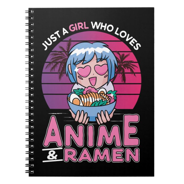 Carnet Anime and Ramen Girl Otaku Retro Japanese Manga (Devant)