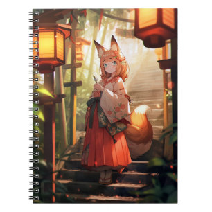 Carnet Anime Kitsune Girl Cute Fox Imaginaire Art