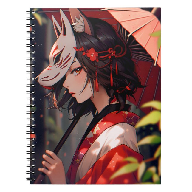 Carnet Anime Kitsune Girl Cute Fox Imaginaire Art (Devant)