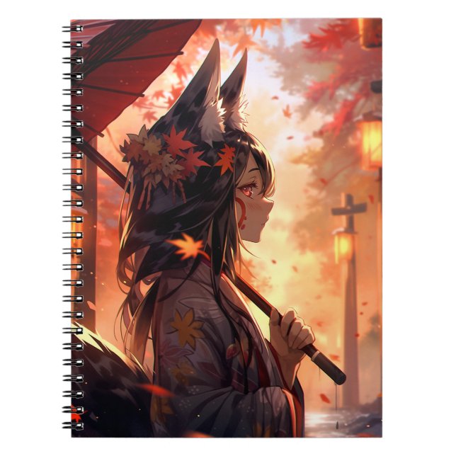 Carnet Anime Kitsune Girl Cute Fox Imaginaire Art (Devant)