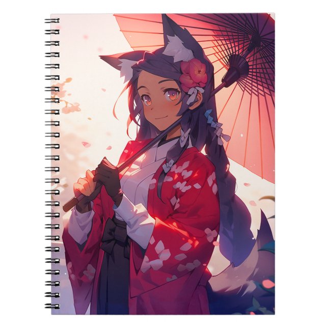 Carnet Anime Kitsune Girl Cute Fox Imaginaire Art (Devant)