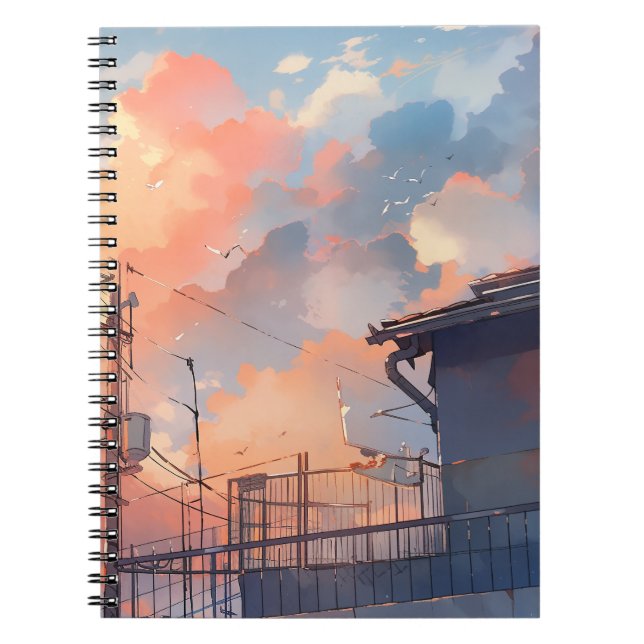 Carnet Anime Sunset - Aesthetic Cityscape - Golden Hour (Devant)