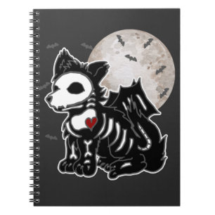 Carnet Anime Wolf Emo Goth Edgy Skeleton Halloween Chien