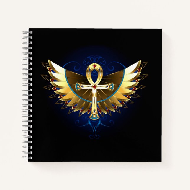 Carnet Ankh or avec ailes (Devant)