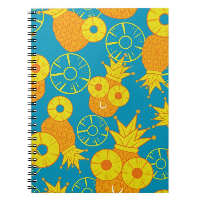 Carnet Anneaux d'ananas : Caricature de Doodle Vintage. (Devant)