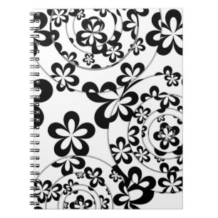 Carnet Anneaux et fleurs noirs et blancs