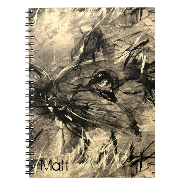 Carnet Année Abstraite du rat Zodiac Anniversaire Nom NB (Devant)