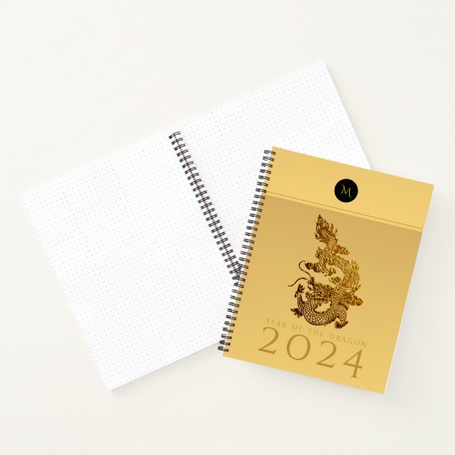 Carnet Année Dragon Chinoise 2024 Élégant Monogramme LSN (Intérieur)