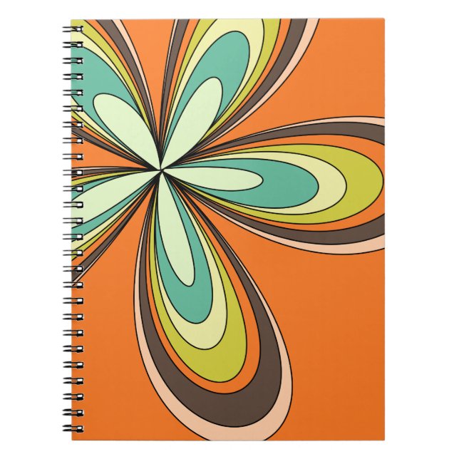 Carnet Années 60 super les années 70 Hippie Fleur Orange  (Devant)