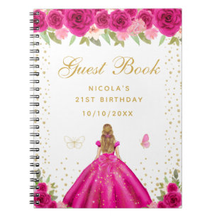 Carnet Anniversaire de la princesse aux cheveux blonds fl