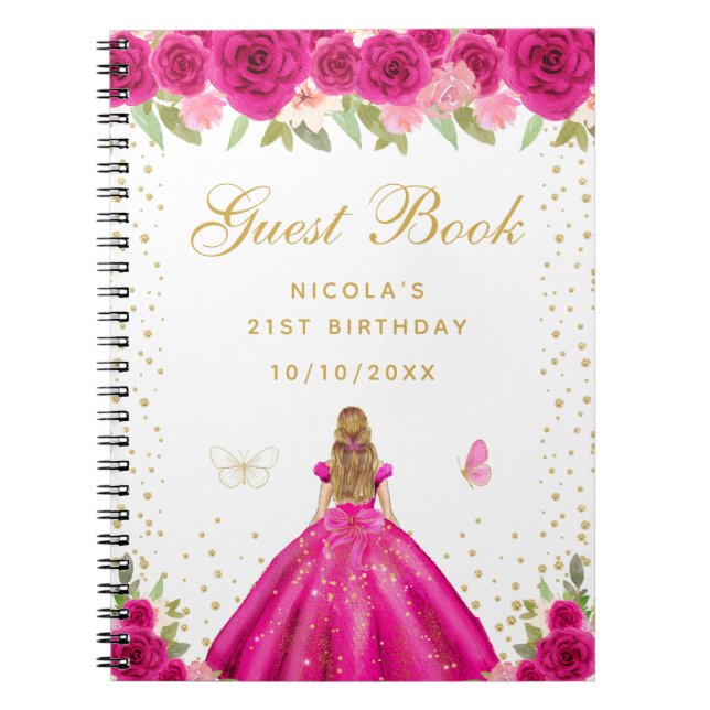 Carnet Anniversaire de la princesse aux cheveux blonds fl (Devant)