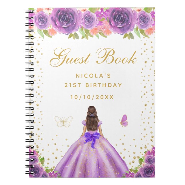 Carnet Anniversaire de la Princesse aux Cheveux Bruns Fle (Devant)