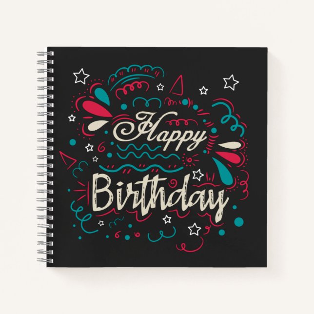 Carnet anniversaire heureux décoratif (Devant)