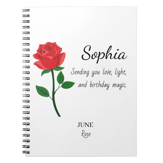 Carnet Anniversaire Personnalisé Rose de Juin (Devant)