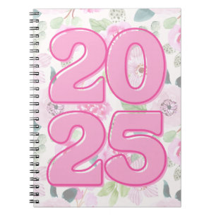 carnet annuel 2025 - Design floral rose mignon